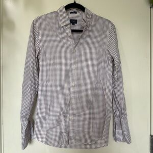 J. Crew Men's Plaid Shirt - Blue and White